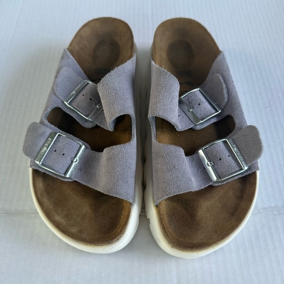 Papillio Light Purple Fog Suede Leather Chunky Sandals Size 37 6W 4M - Picture 10 of 11